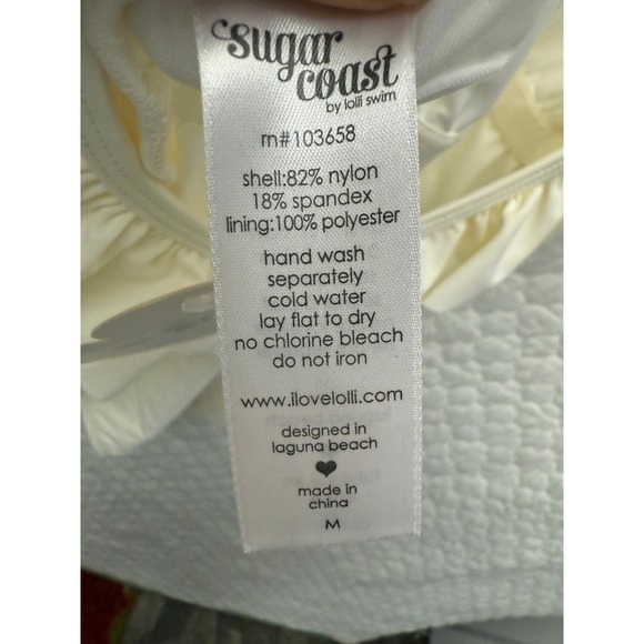 Sugar‎ Coast by Lolli Ruffle One Piece Swimsuit Ivory White Size M - Picture 6 of 9